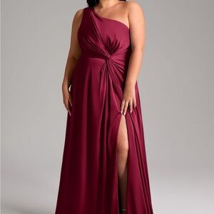 Azazie One-Shoulder Burgundy Dress